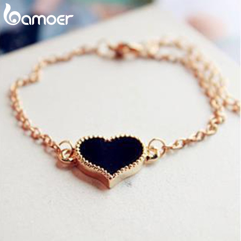 Pulseira Bamoer Moda Forma De Coração 3 Cores Joalheria Para Mulheres Presentes Meninas - Fashion Accessories