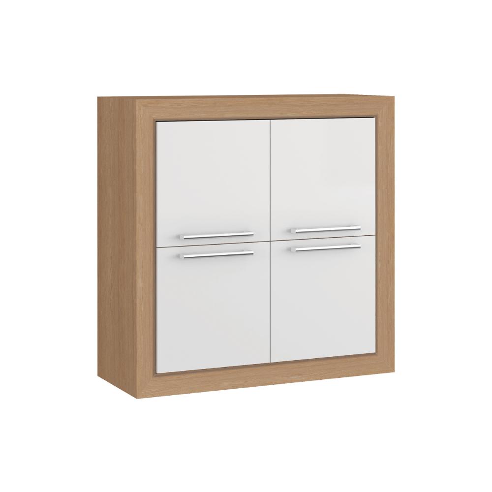 Armário Aéreo 4 Portas Ditália Aspen 80 Carv./Branco CD-212 - Home & Living
