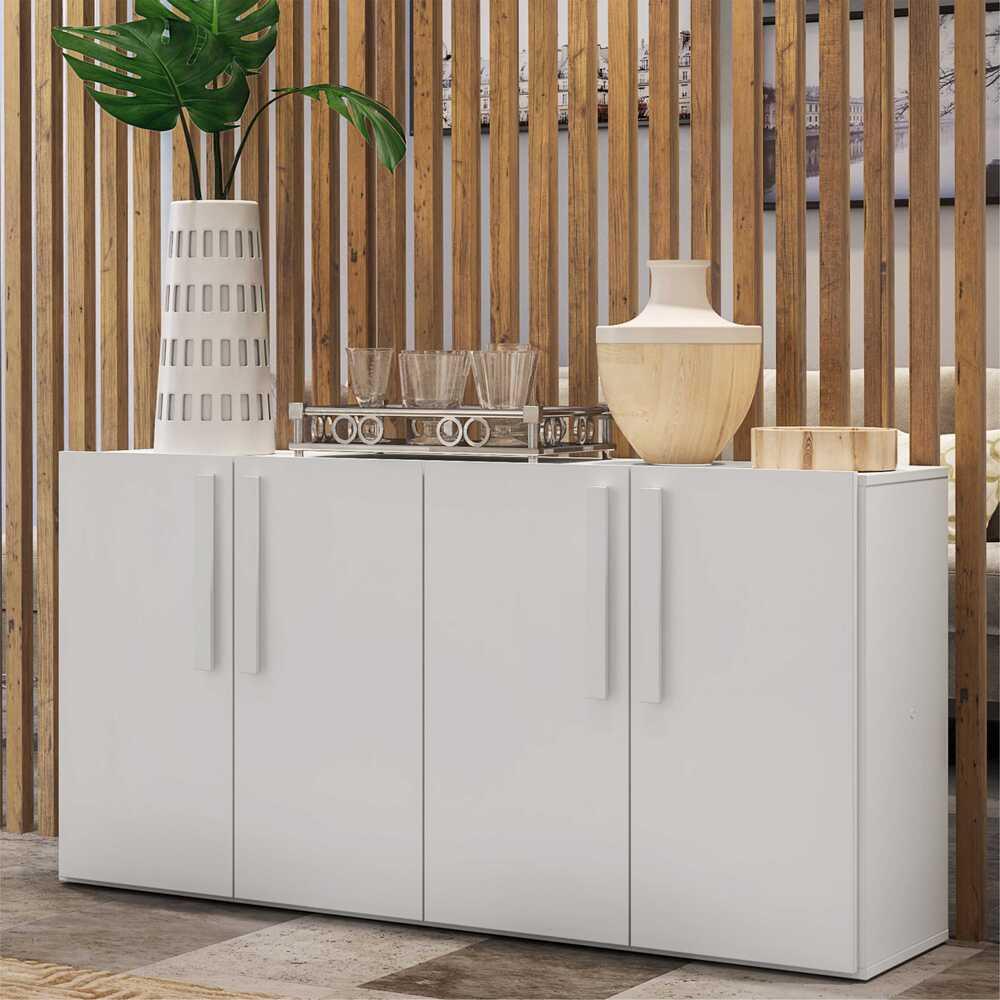 Aparador Buffet 4 portas Viena Multimóveis Branco em Oferta na Shopee
