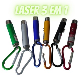 Laser Pointer Vermelho 3 Em 1 Chaveiro Lanterna Brinca Gato