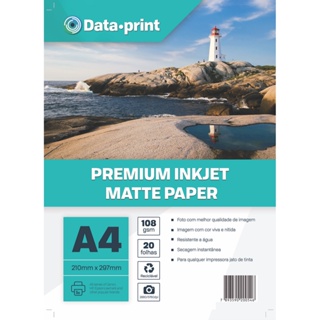 Papel Matte fosco A4 108g data print com 20 folhas em Oferta na Shopee