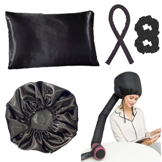 Touca DIFUSORA Cetim + touca cetim dupla + fronha cetim + modelador curling rod kit anti frizz em Oferta na Shopee