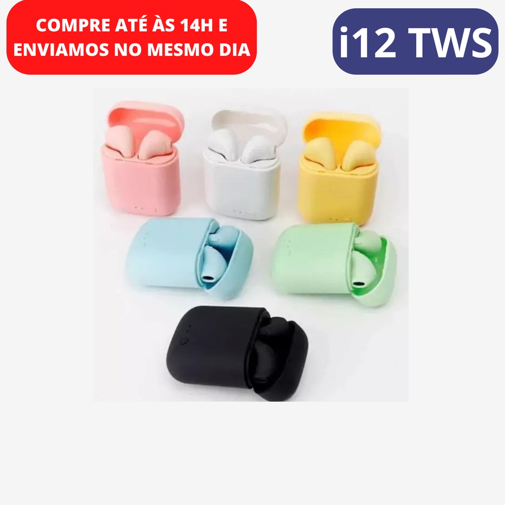 Fone de Ouvido Sem Fio i12 Tws Bluetooth 5.0 Com Touch Intra-Auricular Inpods Airpods com microfone para iOS / Android