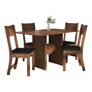 Conjunto Sala de Jantar Mesa 108 cm com 4 cadeiras Siena Multimóveis EX1000 Madeirado