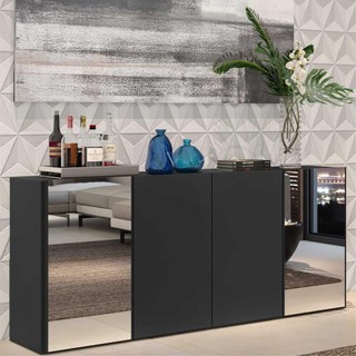 Aparador Buffet c/ Espelho Vegas Multimóveis Preto em Oferta na Shopee