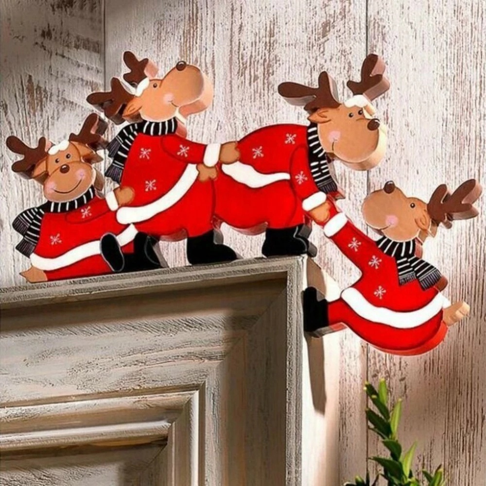 Feliz Natal Decoração Da Moldura Porta/Madeira Criativa Papai Noel Elk  Angel Door Frame Ornamentos/Tábua De Presente De Ano Novo | Shopee Brasil