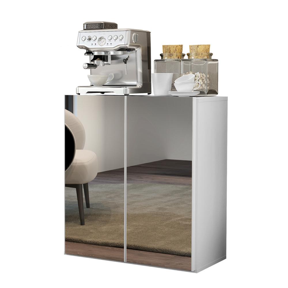 Aparador Cantinho do Café com Espelho 2 Portas Multimóveis Branco em Oferta na Shopee