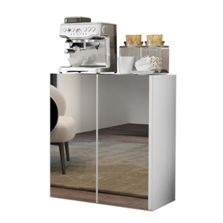 Aparador Cantinho do Café com Espelho 2 Portas Multimóveis Branco em Oferta na Shopee