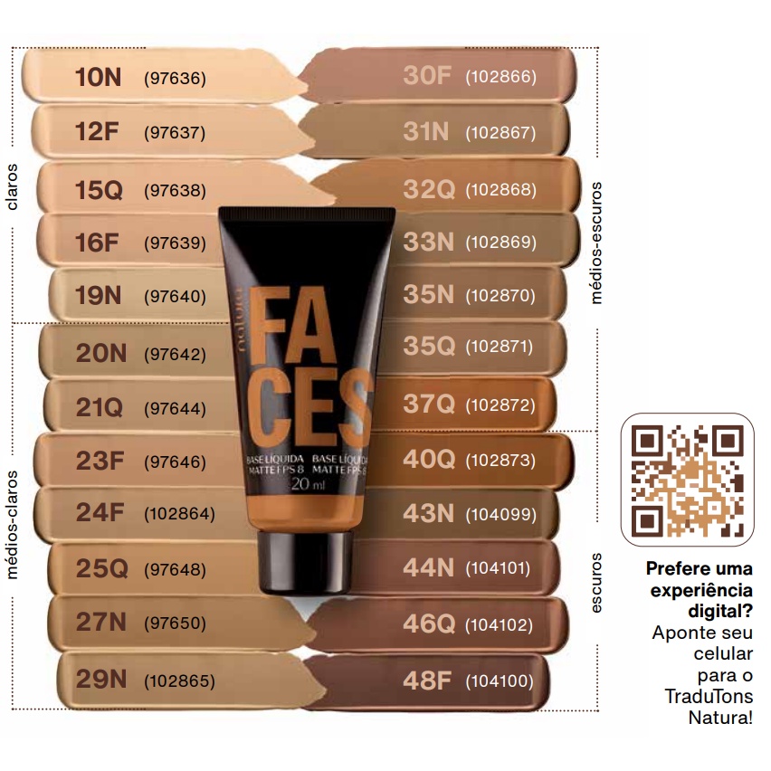 Base Líquida Checkmatte Faces Natura - 20 ml (Acabamento Matte) | Shopee  Brasil