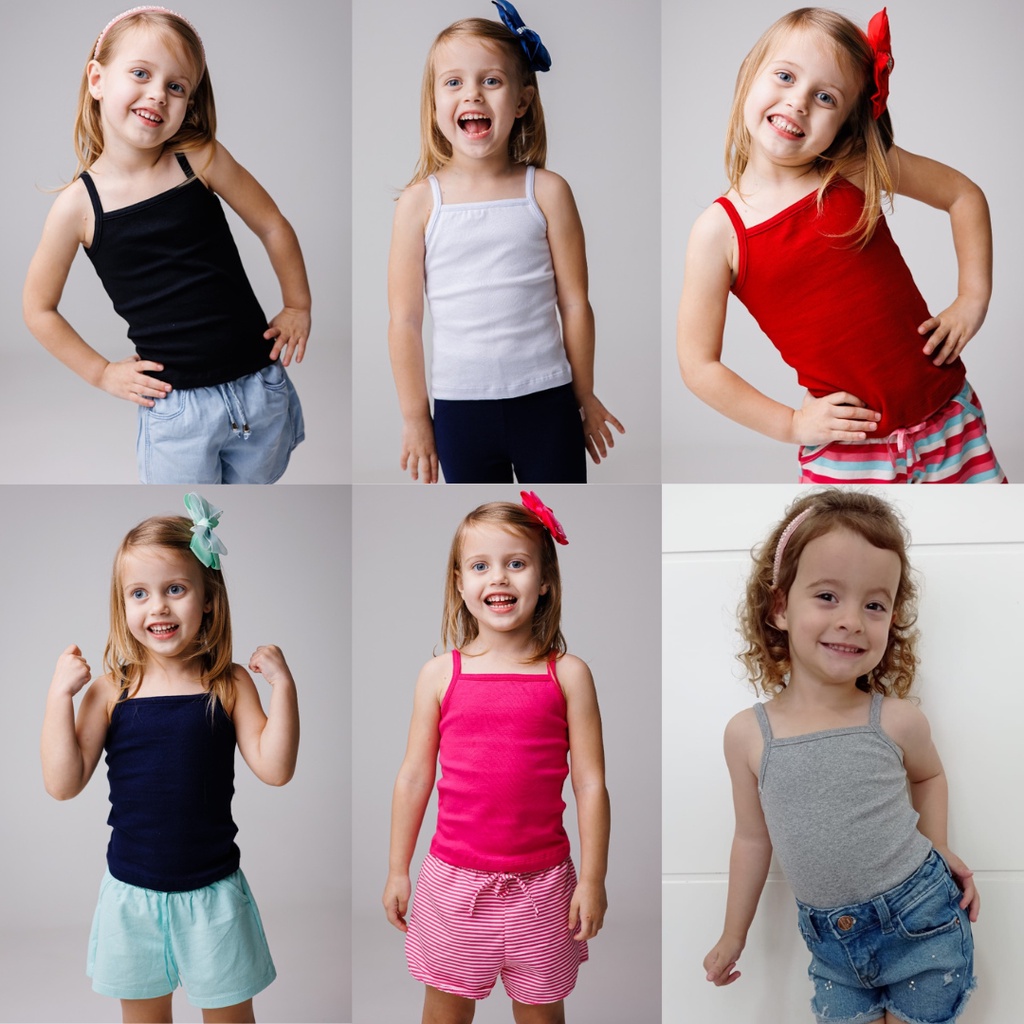 Kit 6 Blusas Regatas  Alcinha Para Meninas 1 ao 12 Anos  Várias Cores