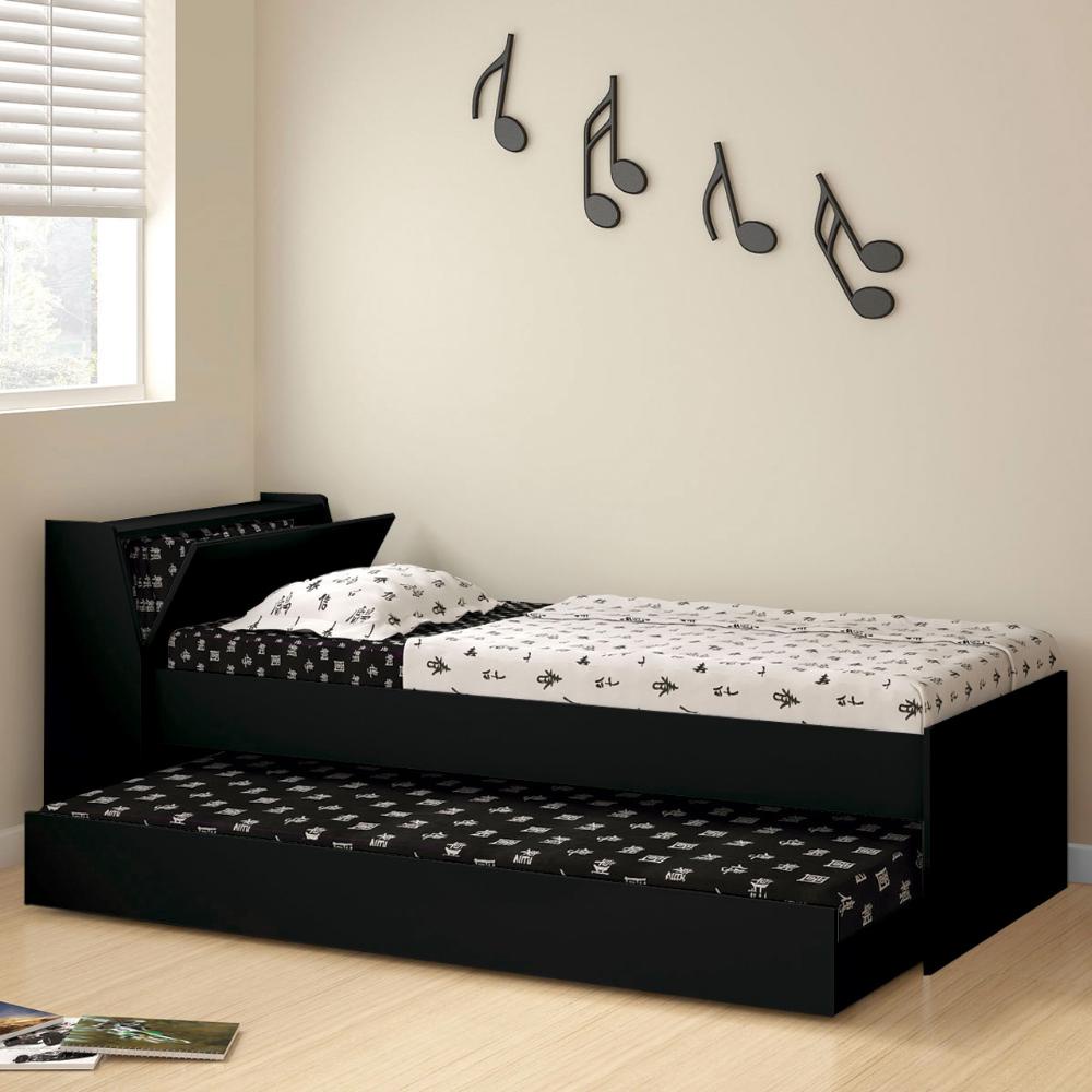 Cama Solteiro Bicama Com 2 Colchões Ditália BB-28 Preto em Oferta na Shopee