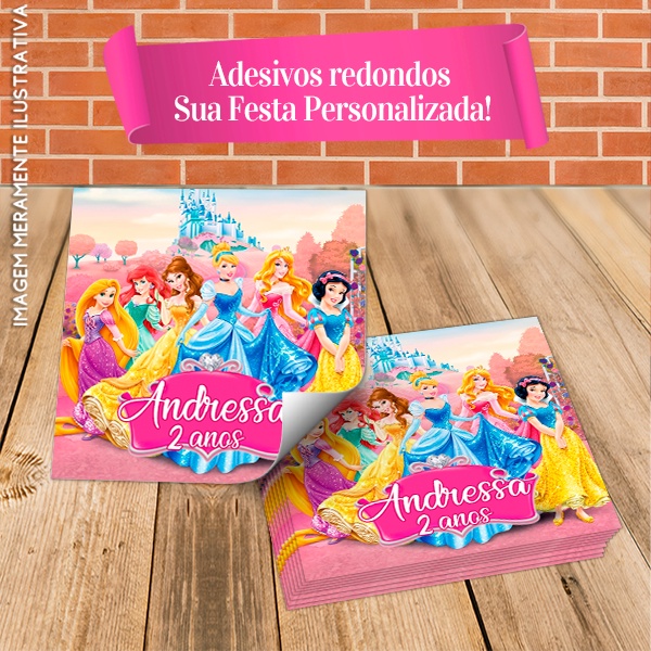 Adesivos Quadrados Personalizados Princesas Disney
