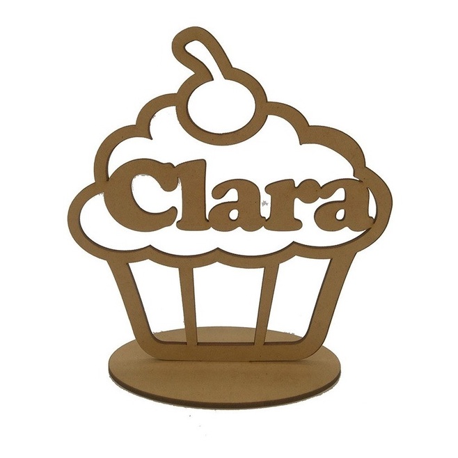 Centro De Mesa Enfeite Cupcake Mdf Com Nome Personalizado 15 Unidades