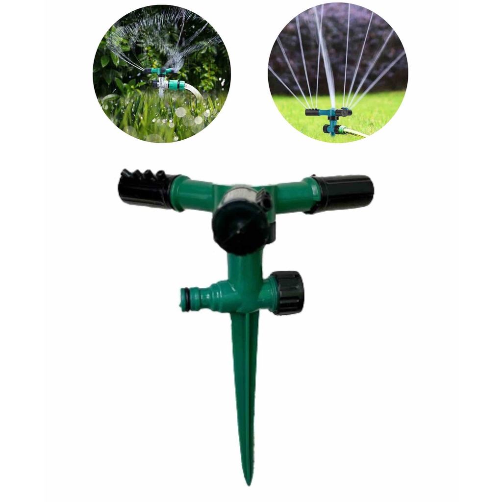 Irrigador Aspersor Giratório 360º com Espeto Automático para Jardim