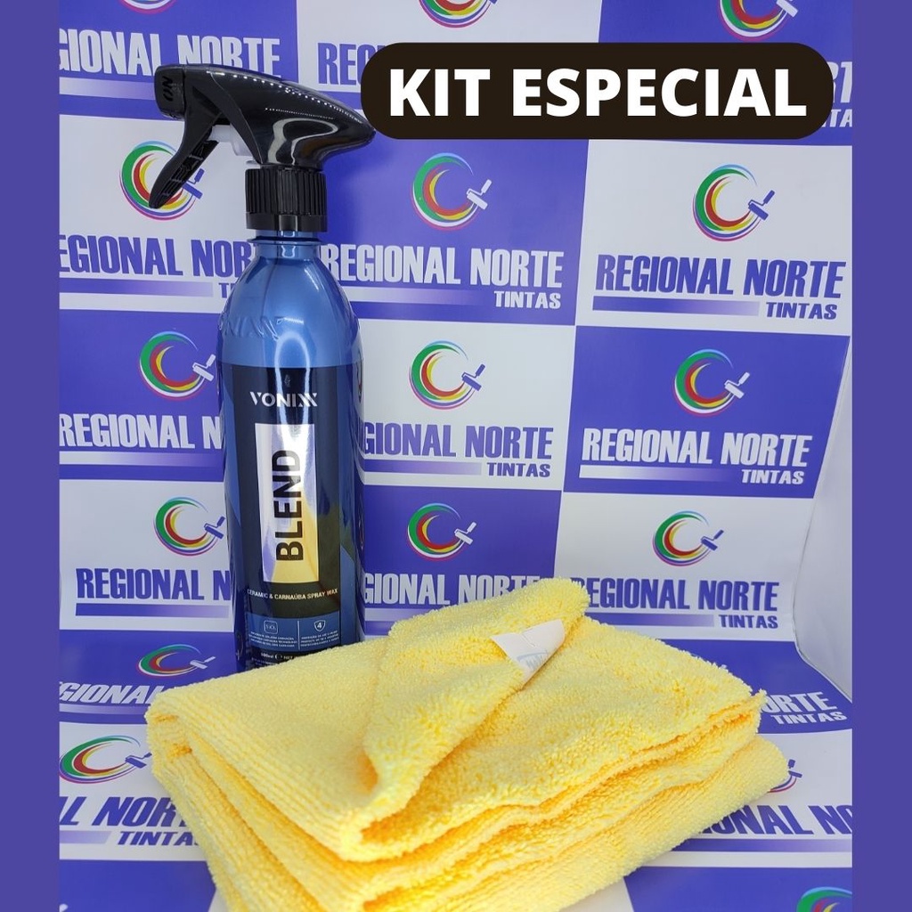 Kit Blend Spray Cera Automotiva Vonix 500ml + Microfibra 37x57cm Pro Detailer