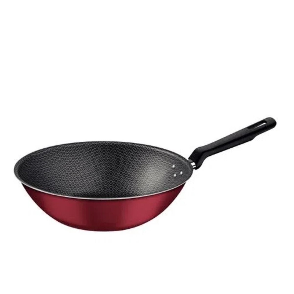 Panela Wok 28cm 3,6L Tramontina Loreto em Alumínio com Revestimento Interno e Externo Antiaderente Starflon Max Vermelho em Oferta na Shopee