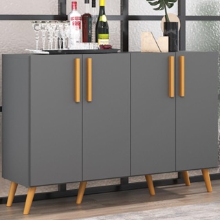 Aparador Buffet 4 Portas com Pés Retrô Viena Multimóveis Grafite/Natural em Oferta na Shopee