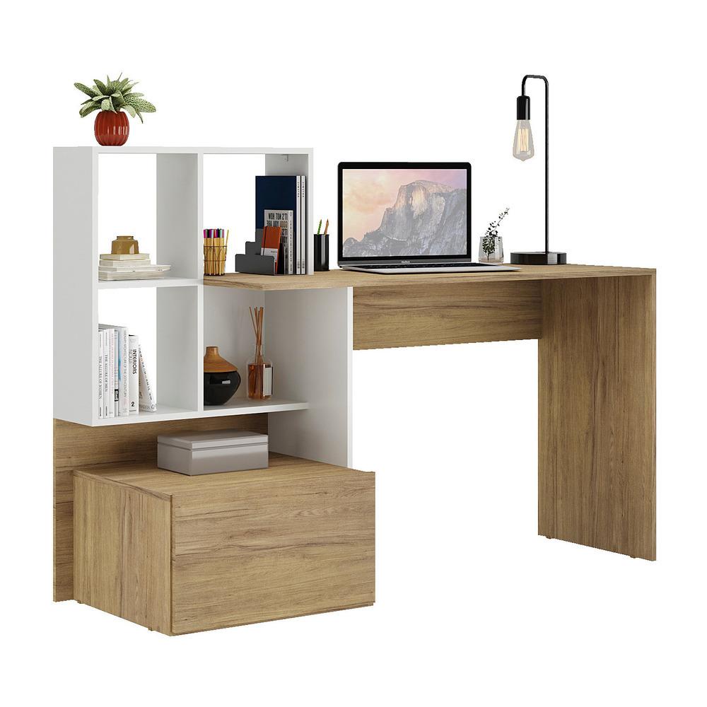 Escrivaninha Mesa para Computador Multimóveis Atlantis FG6003 Branca/Rustic em Oferta na Shopee