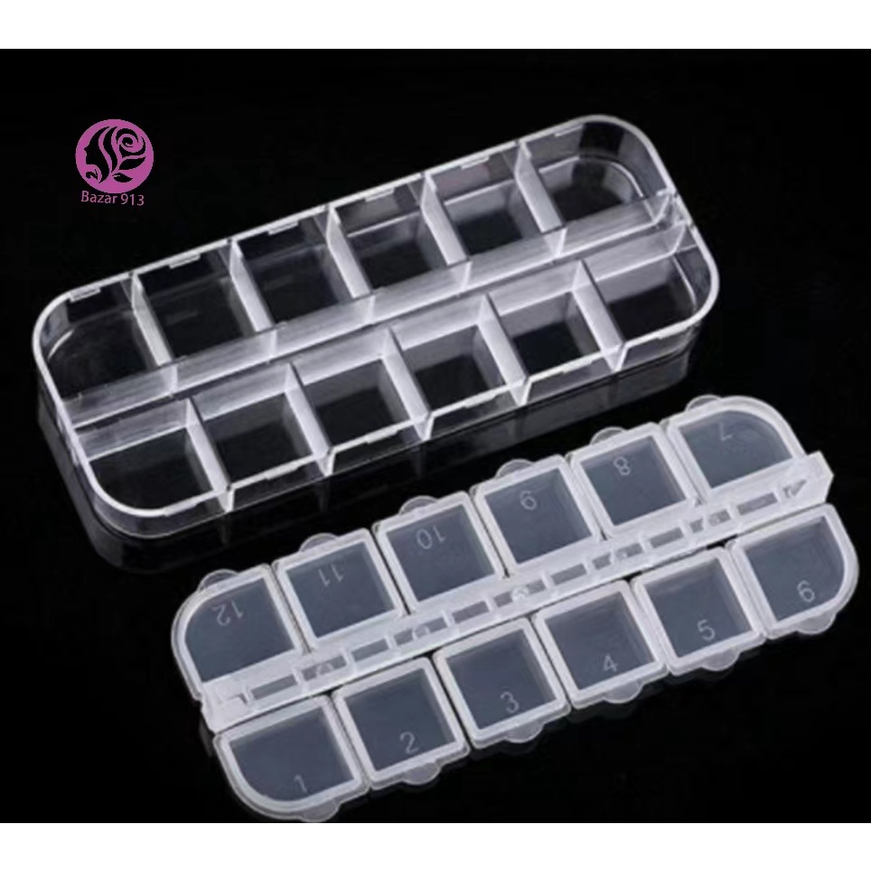 Organizador Porta Pedrarias Para Glitters Lantejoulas E Joias De Unhas Armazenamento 12 Divisórias Vazio Caixa BAZAR 913 A