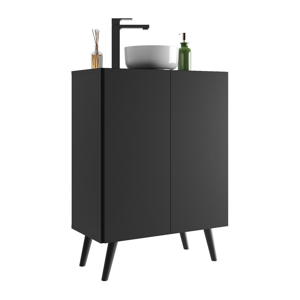 Gabinete Banheiro 2 Portas Retrô 63cm Multimóveis MP5006 Preto - Home & Living