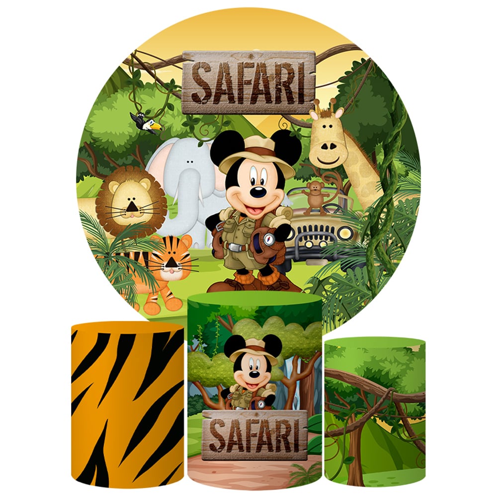 Trio Capas Cilindros + Painel Safari Veste Fácil Tematico Aniversario