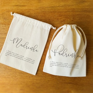 Saquinho de algodão  "Padrinho e Madrinha" de CASAMENTO. em Oferta na Shopee