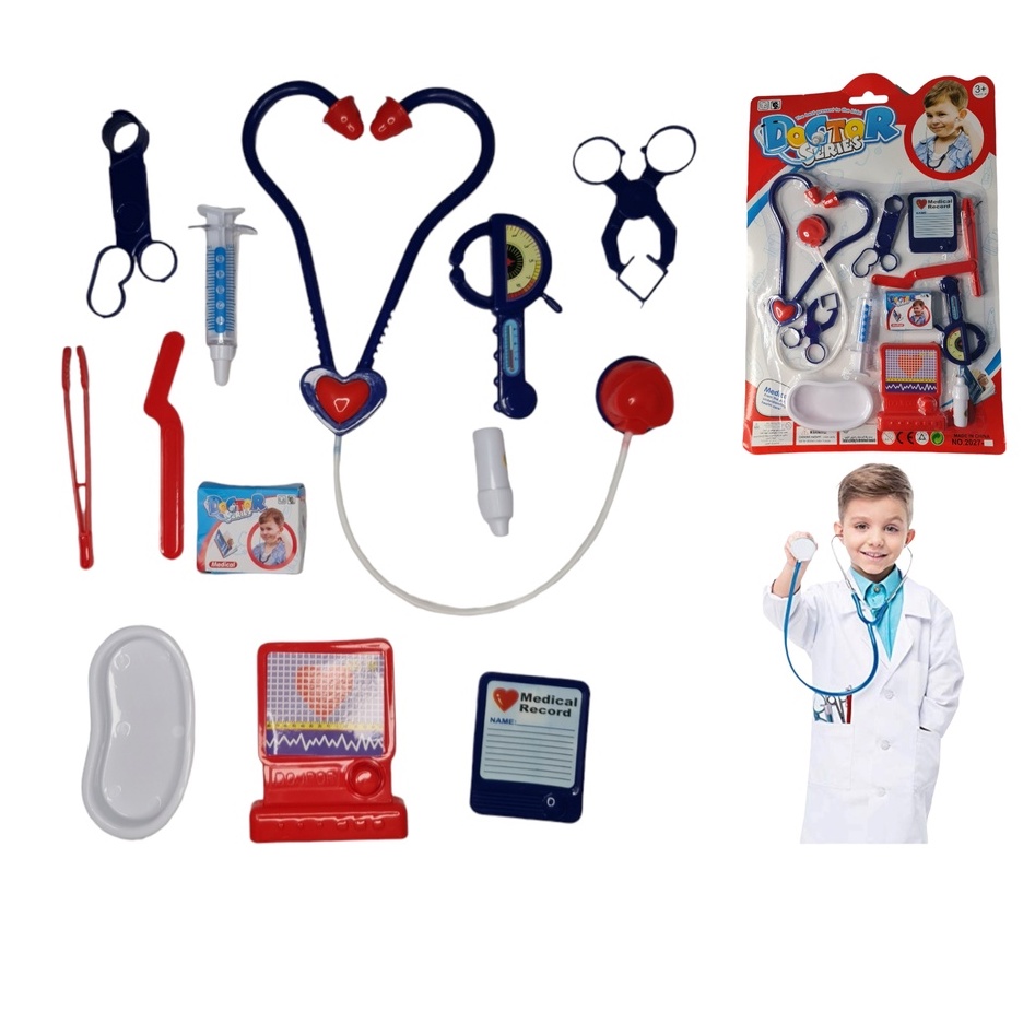 Kit Médico Médica Infantil Consultório Estetoscópio Hospital Soro