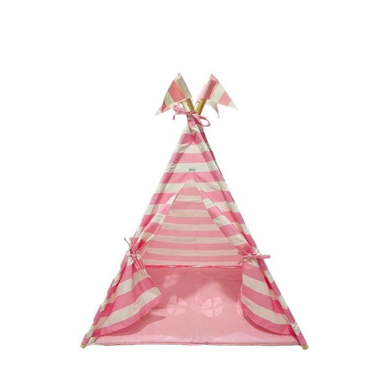 Cabana infantil +Colchonete 90x90 rosa listrada