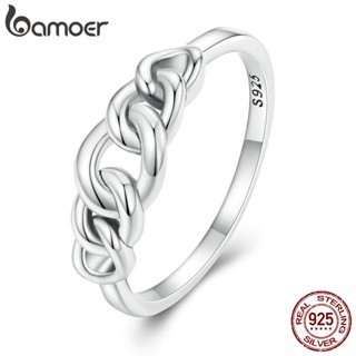 Bamoer 925 Anel De Corrente Simples De Prata Para Jóias De Moda Feminina SCR891