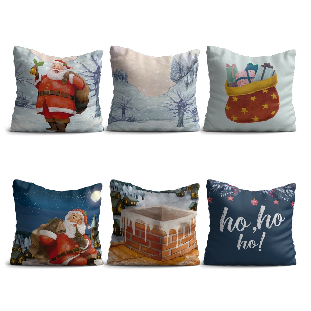 Kit 6 Capas de Almofadas de Natal 45x45cm Decorativas para Sofá Yuzo