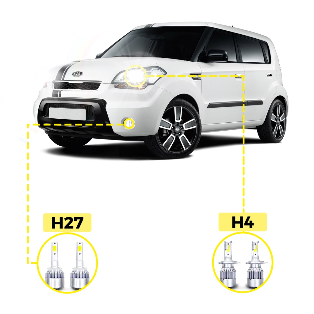 Kit Ultra LED Kia Soul 2010/2014 20000 Lúmens 6500k H4 H27