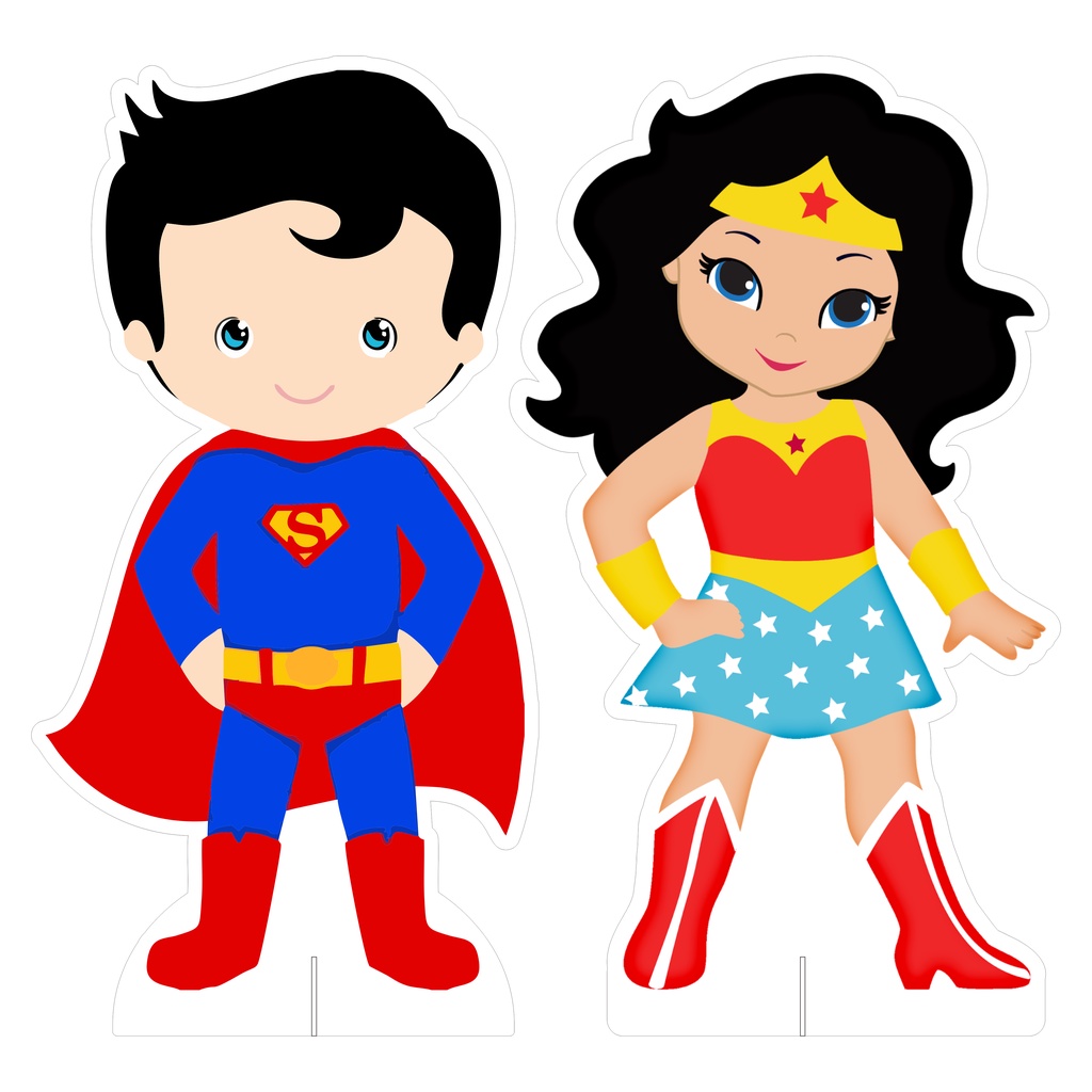 Kit Display de Chão Festa Infantil Superman E Mulher Maravilha Cute em Oferta na Shopee