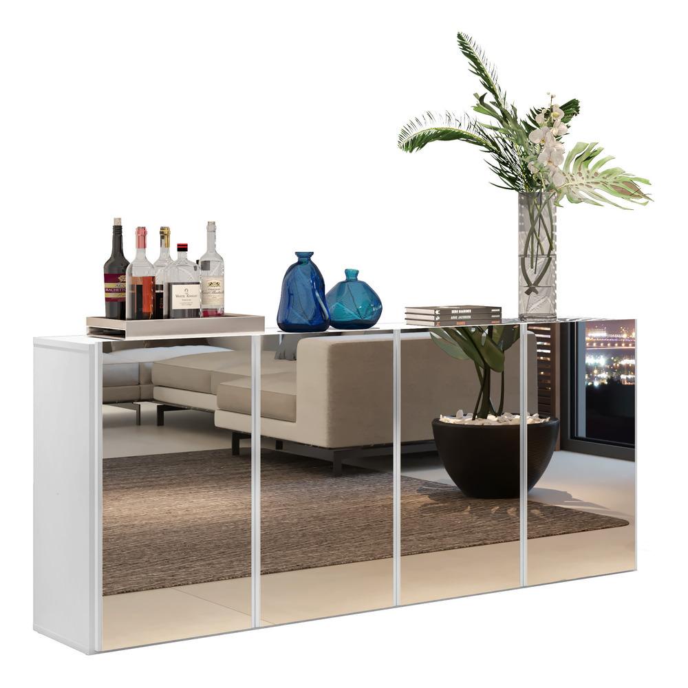 Aparador Buffet com Espelho Multimóveis Vegas 4 Portas FG3558 Branco - Home & Living