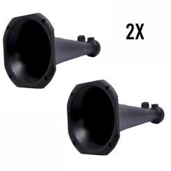 2 Cornetas Longa Para Som Automotivo Permak Boca Redonda Corneta Preta LC1425