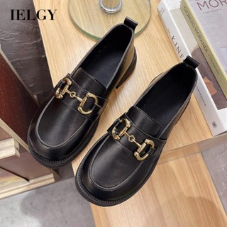 IELGY Preto vintage Lefu Sapato Feminino Britânico Fivela De Cavalo