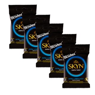 Kit 5 Pacotes Preservativo SKYN Extra Lubrificado C/ 3 Unidades Cada