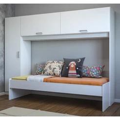 Cama Solteiro com Guarda-Roupa/Roupeiro para colchão 88 x 188 cm Multimóveis Branco