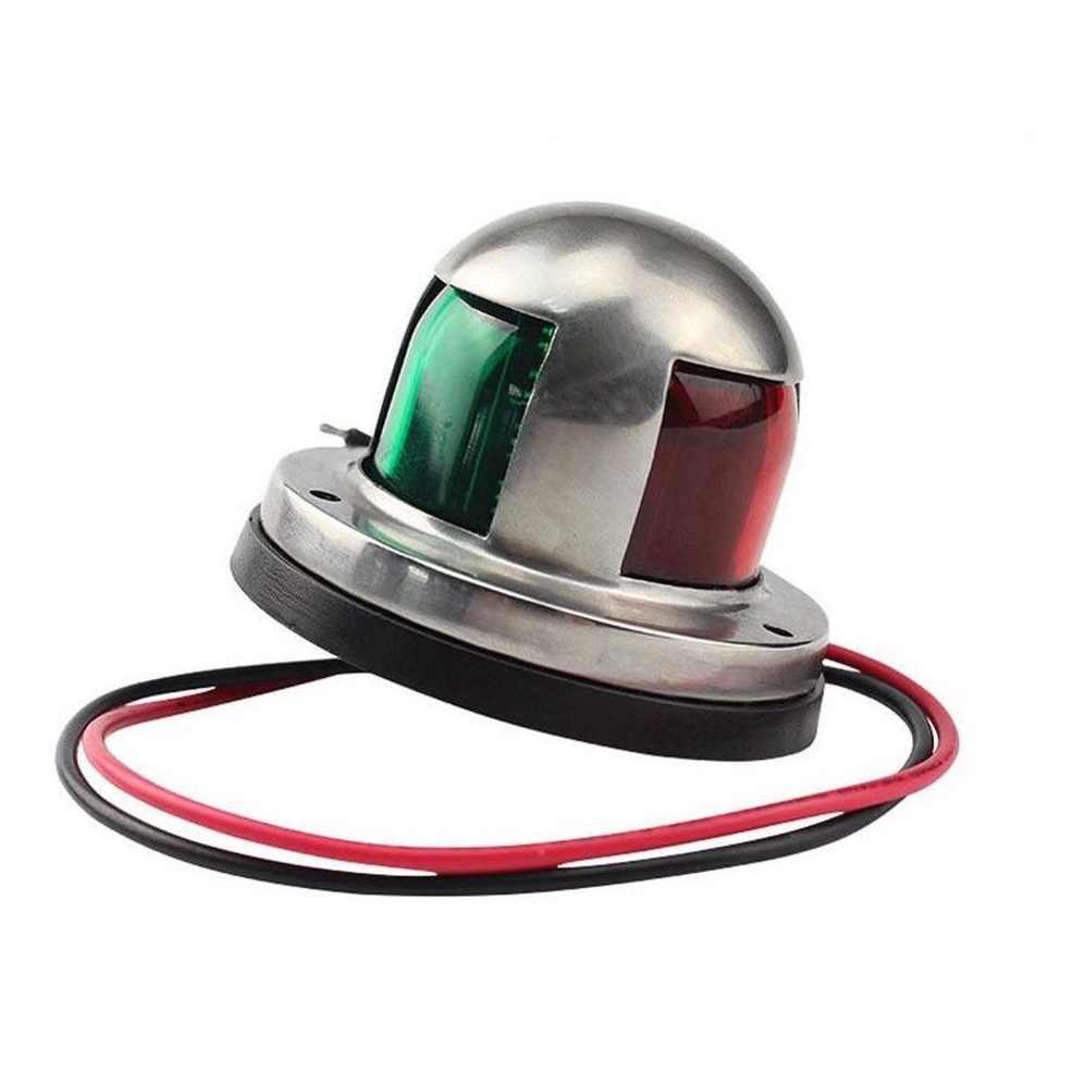 Luz De Navegação Proa Aço Inoxidável Bicolor 2 em 1 Verde E Vermelha 12v Barco Lancha Yacht Promo