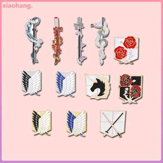 Anime Ataque ON Titan Lapela Pin Broche De Pena Rosa Arma Eren Jaeger Crachá De Metal Matador De Demônios Alfinetes Acessórios Para Joias Presentes