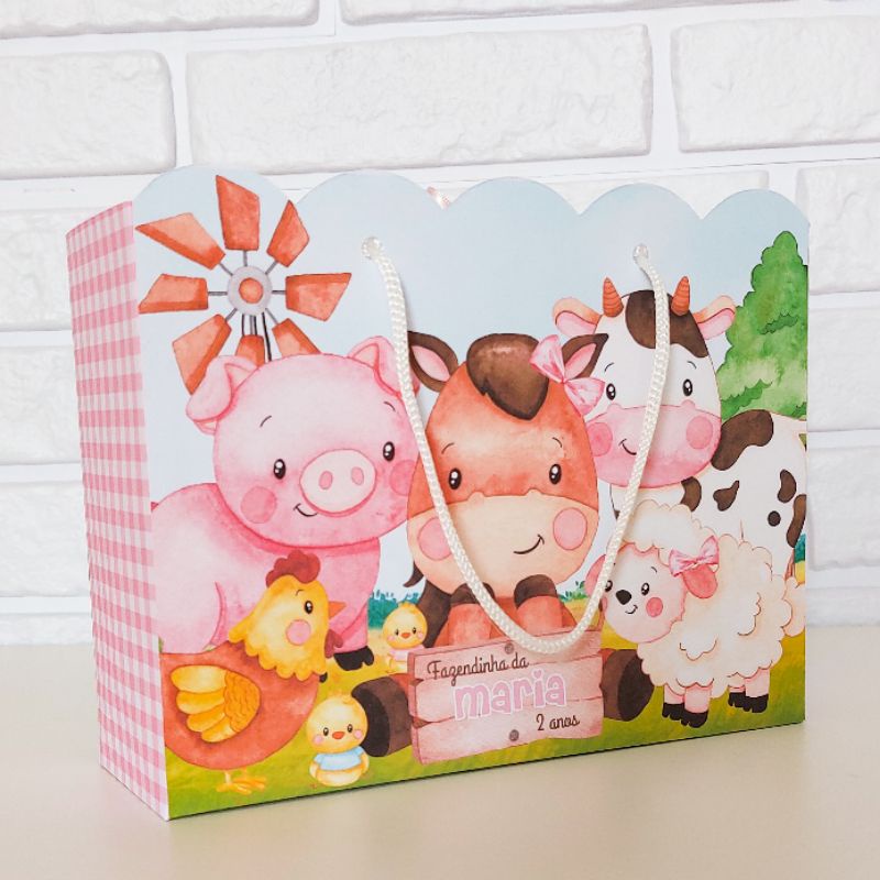 Sacola personalizadas fazendinha, lembrancinha fazendinha. personalizados fazendinha menina.