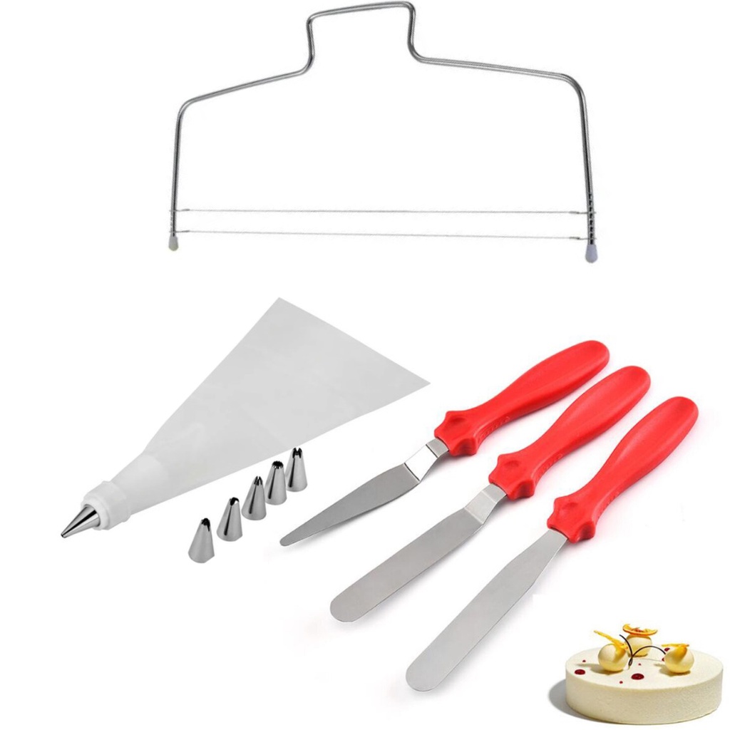 Kit Confeiteiro Com Espátulas Nivelador E Saco Com 6 Bicos Para Confeitar Alisar Decorar Bolos