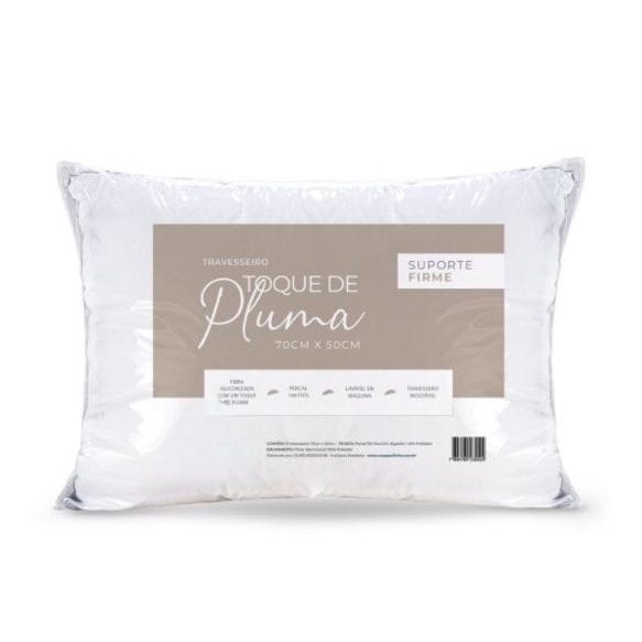 Travesseiro Toque de Pluma Suporte Firme 180 Fios 70cm x 50cm 01 Peça