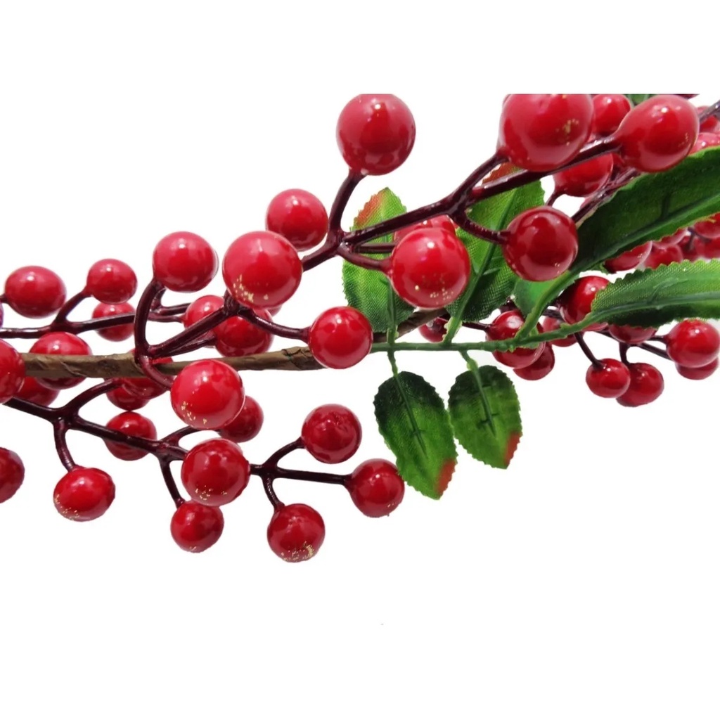 Galho De Azevinho Cereja Artificial Pendurar Para Decoração Natal enfeite lindas — imagem 2 de 2
