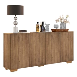 Aparador Buffet Multimóveis Veneza 4 Portas FG3557 Rustic/Natural