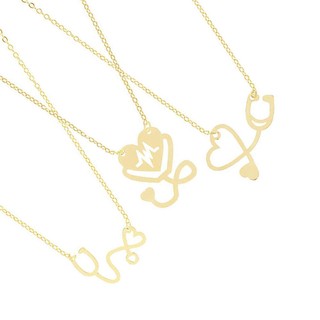 Kit 5 Colares Enfermagem Folheado A Ouro 18k