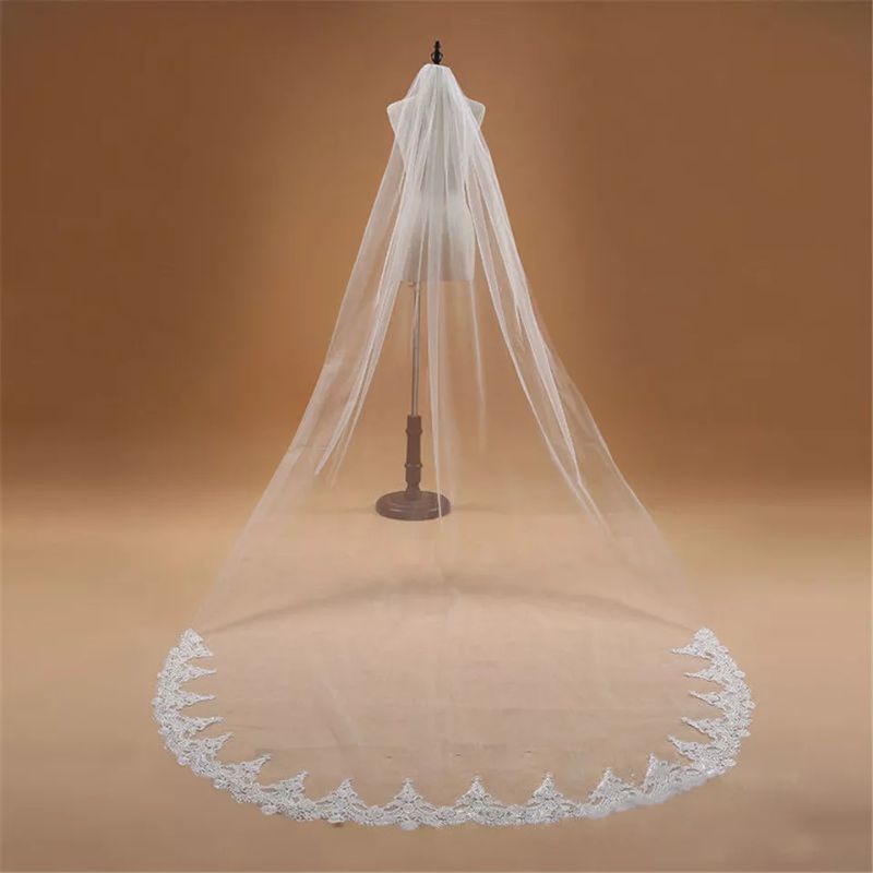 Véu de Noiva 3 m · Véu Longo Catedral · Véu Casamento com Pente · Barra Renda