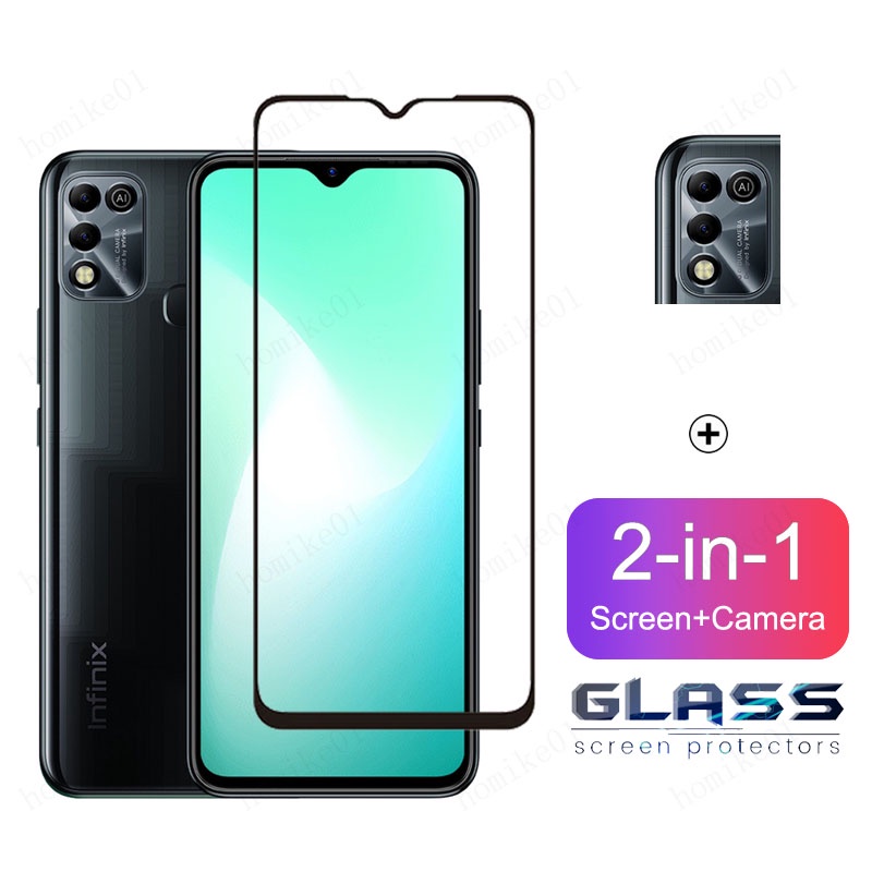 Infinix Hot 11 Helio G37 Película De Vidro Temperado Para Infinix Hot 11s NFC 12 11 2022 10 9 Play 12i 10s 10i 2 in1 Da Lente Protetora De Tela De Cobertura Total
