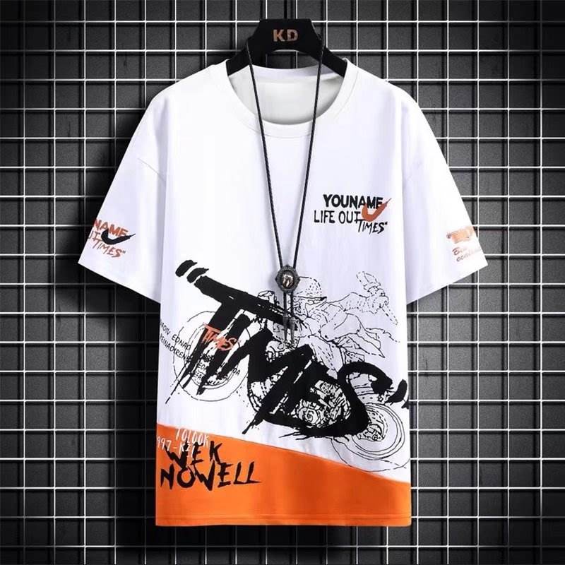 Camiseta masculina verão manga curta decote redondo moda estilo rua roupas  masculinao Branco Preto tshirt man hip hop streetwear - Escorrega o Preço