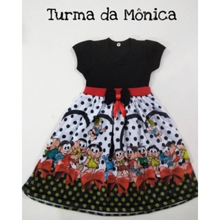 Vestido infantil menina temático divertido passeio presente aniversário em Oferta na Shopee