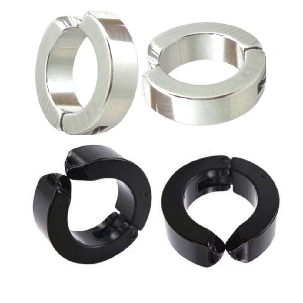 Brinco Pressão Argola Par Aço inox Masculino unissex - Não Precisa Furar Prateado e Preto em Oferta na Shopee